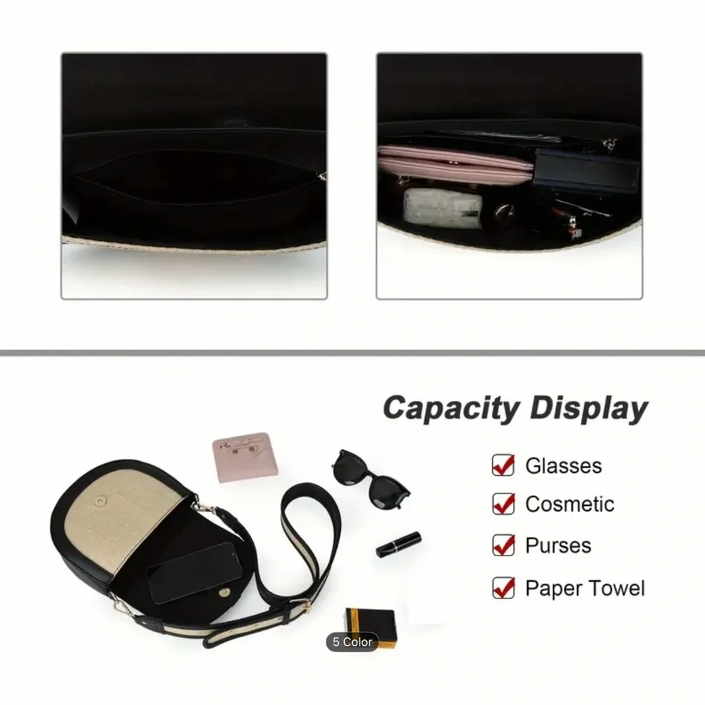 Elegant Black and Cream Women's Crossbody Bag - Picture 5 of 5